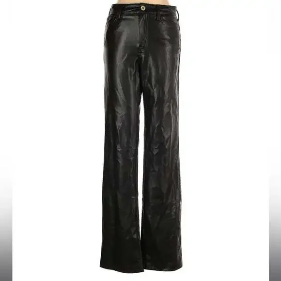 Zara Wide Leg High Rise Faux Leather Pants Size 0 - Picture 2 of 5